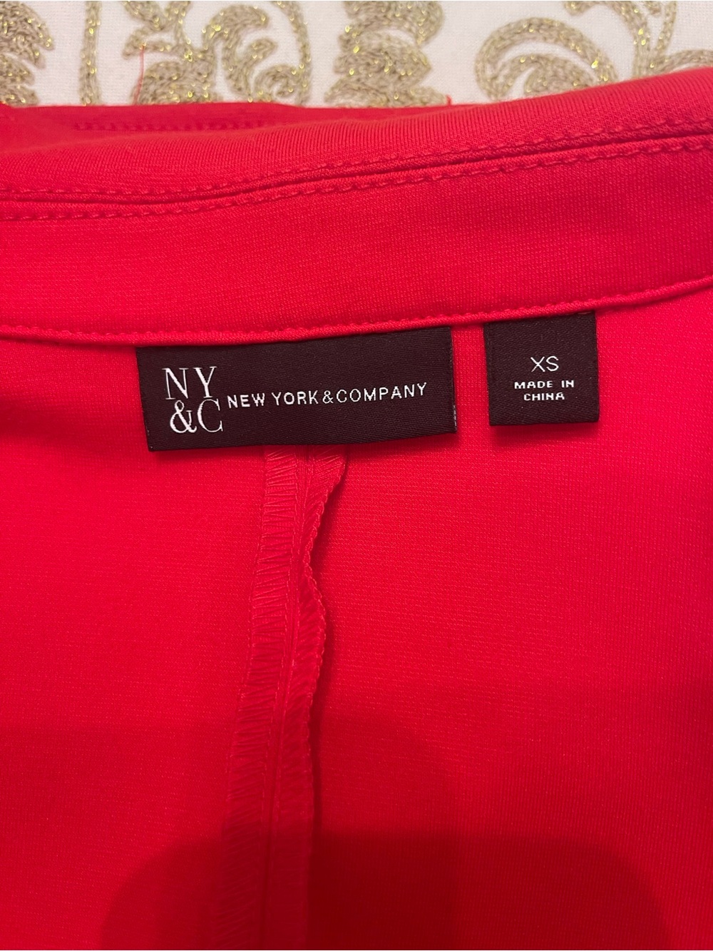 New York & Company Red Double-Breasted Gold-Button Blazer - Picture 5 of 8